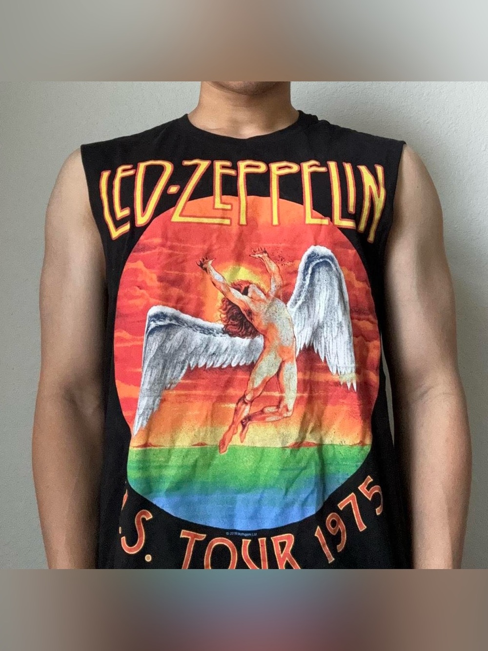 Led Zeppelin US Tour Band Logo Graphics Black Tank Tee Shirt